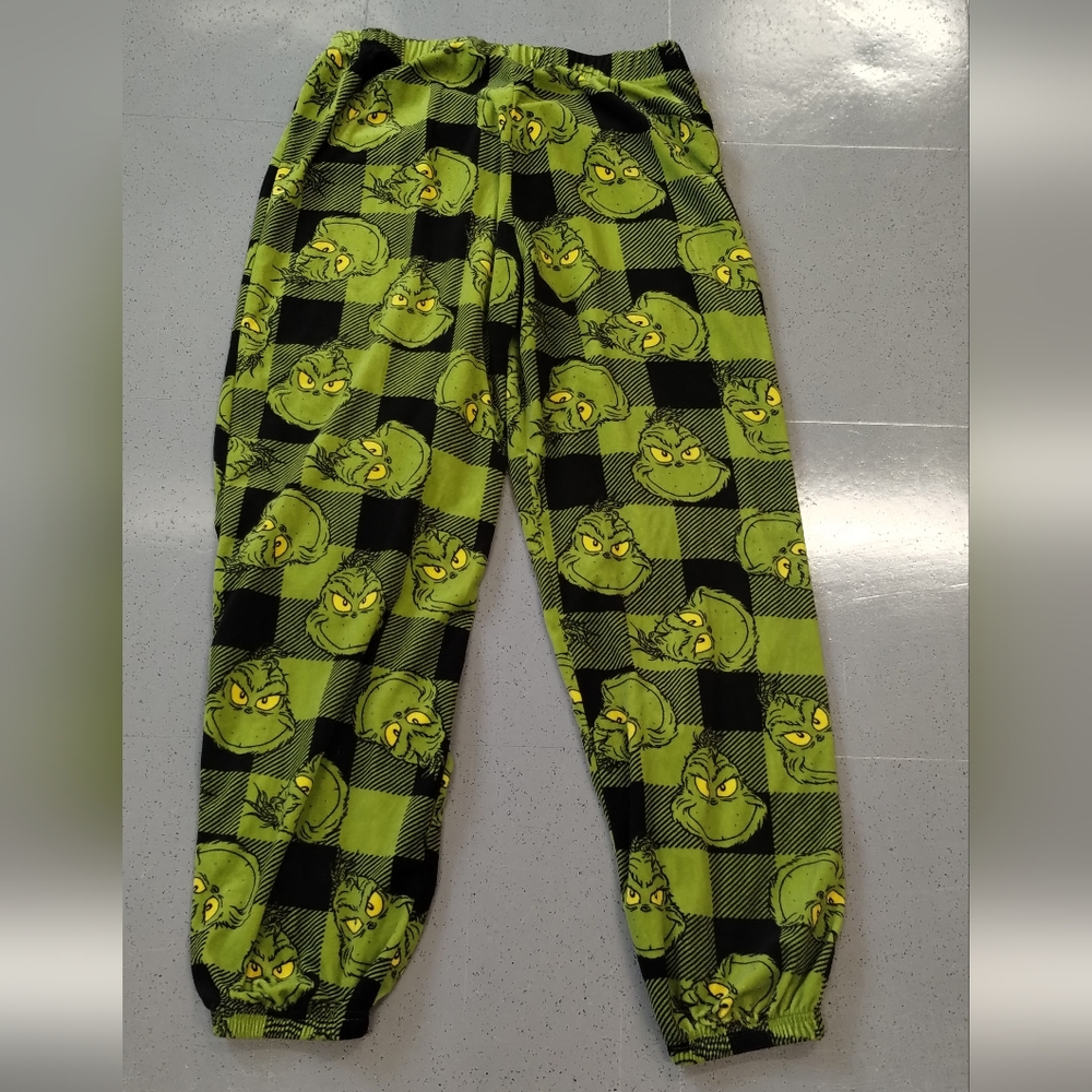 Dr Seuss Womens Black & Green Plush Fleece Sleep Pants The Grinch Pajama Bottoms - Picture 3 of 8